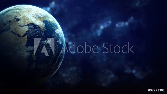 Picture of High Resolution Planet Earth view The World Globe from Space in a star field showing the terrain and clouds Elements of this image are furnished by NASA